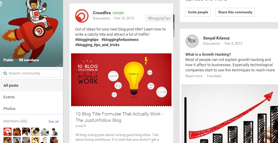 CrowdFire has used Google+ platform to build an active community